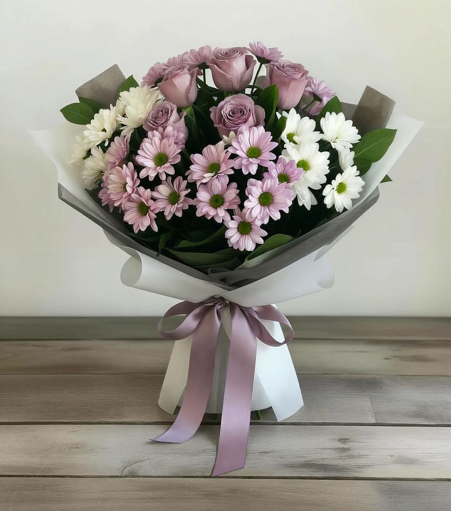 Букет цветов из: Хризантемы и Розы в Черкизово