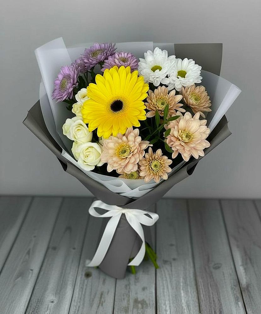 Букет цветов из: Розы, Герберы и Хризантемы в Черкизово