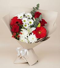 Букет цветов из:  Розы, Хризантемы, Герберы и Лилии #REPLACE_PRED# Черкизово