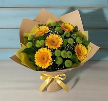 Букет цветов из:  Герберы и Хризантемы в Черкизово