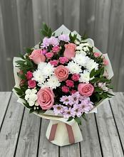 Букет цветов из:  Альстромерии, Гвоздики, Розы и Хризантемы в Черкизово