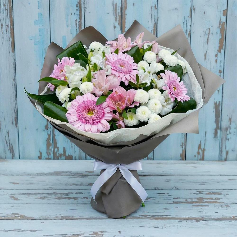 Букет цветов из: Герберы, Альстромерии и Хризантемы в Черкизово