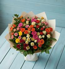 Букет Микс из разноцветных кустовых роз в Черкизово